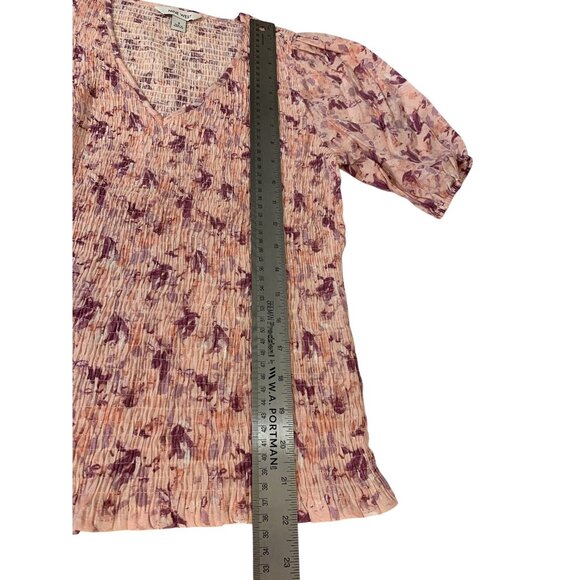 Nine West Womens Floral V-Neck Blouse With Puff Sleeves Size Small - Picture 7 of 9